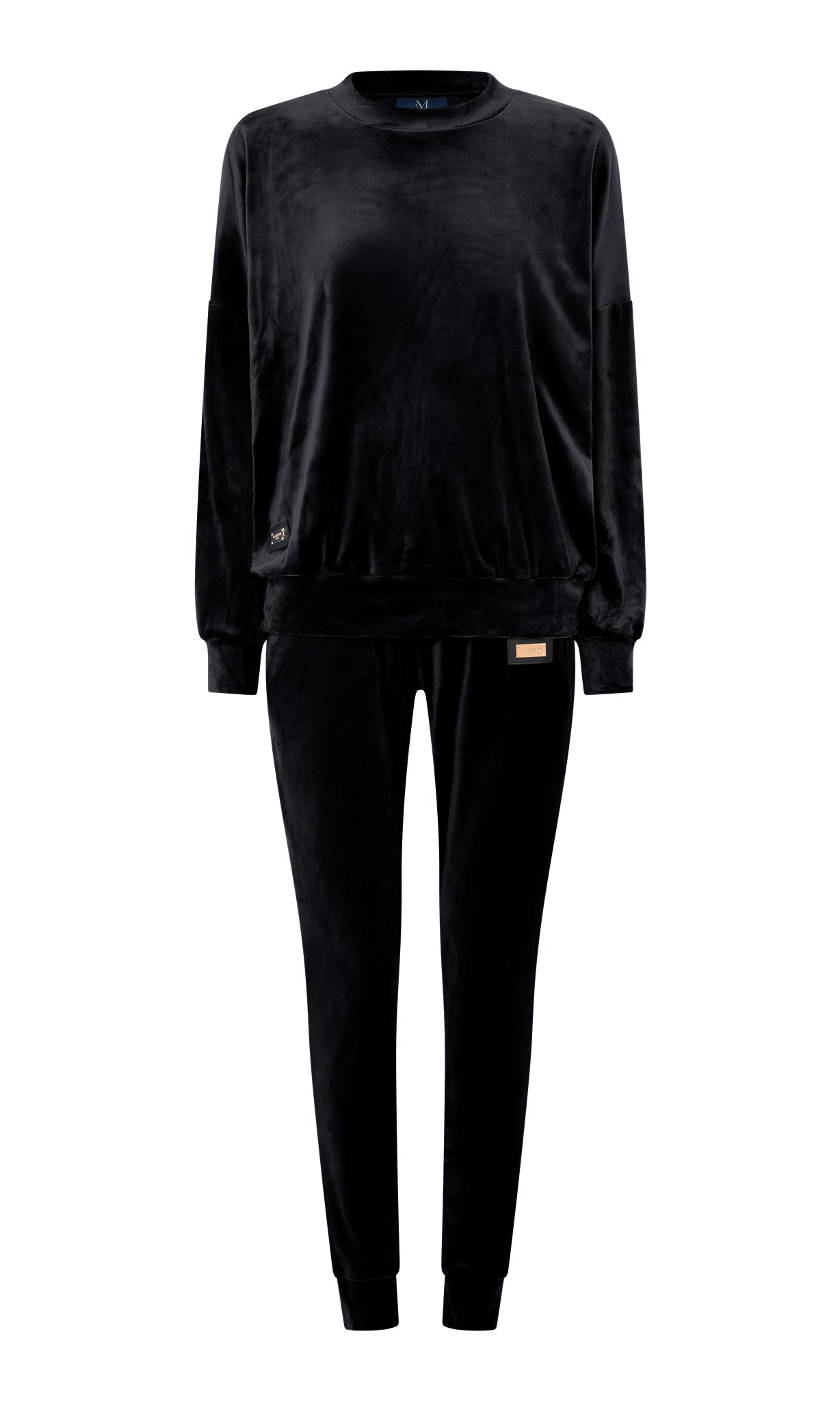 M JEANS VELOUR ROUND NECK SET SWEATS/VELOUR 80 BLACK
