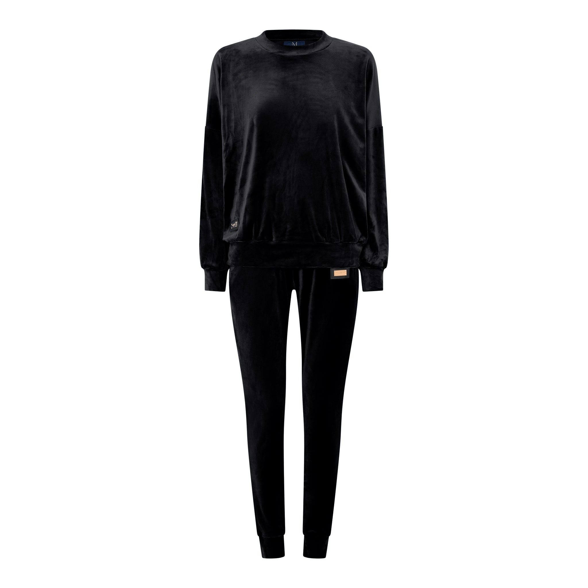 M JEANS VELOUR ROUND NECK SET SWEATS/VELOUR 80 BLACK