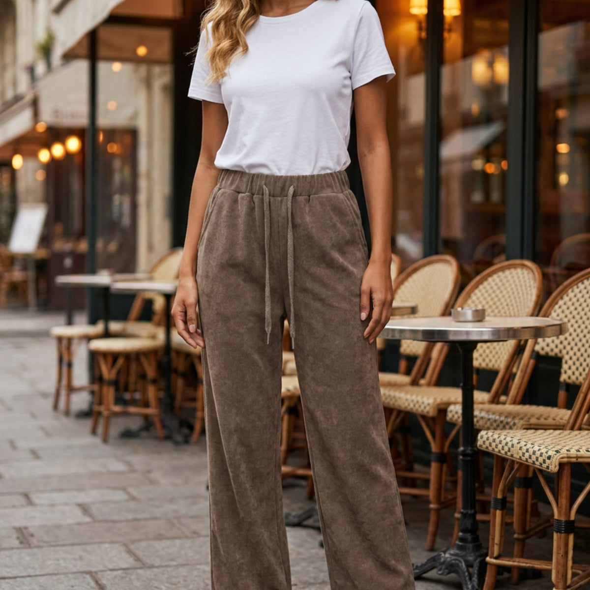 M JEANS VELVET RIB POCKET PANT WIDE PANTS 136 FANGO