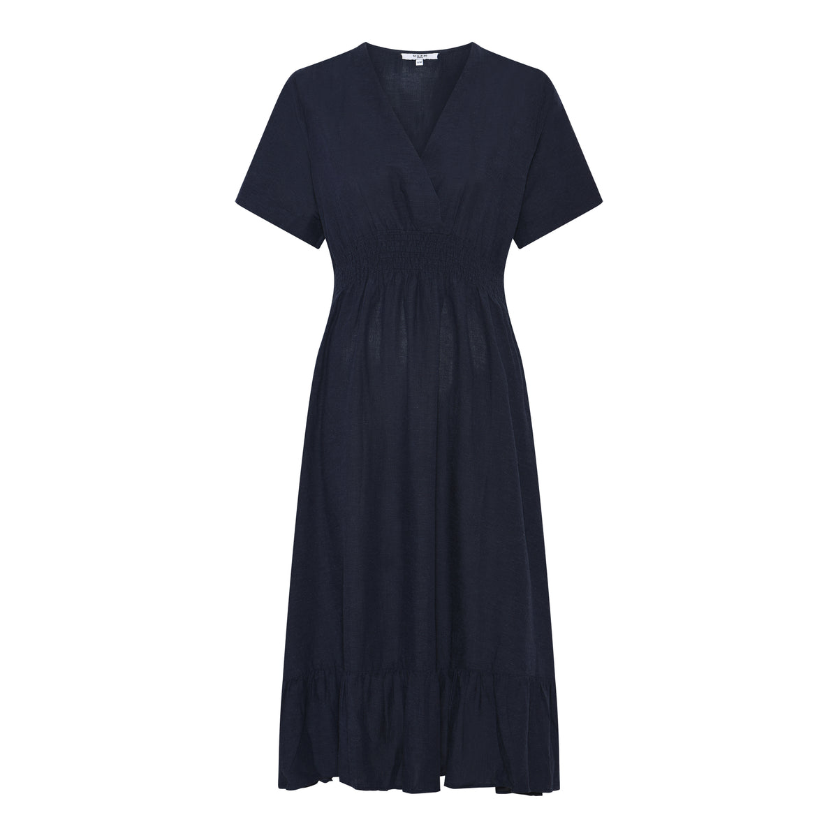 MAPP VICKY V-SMOCK DRESS LINEN 104 NAVY