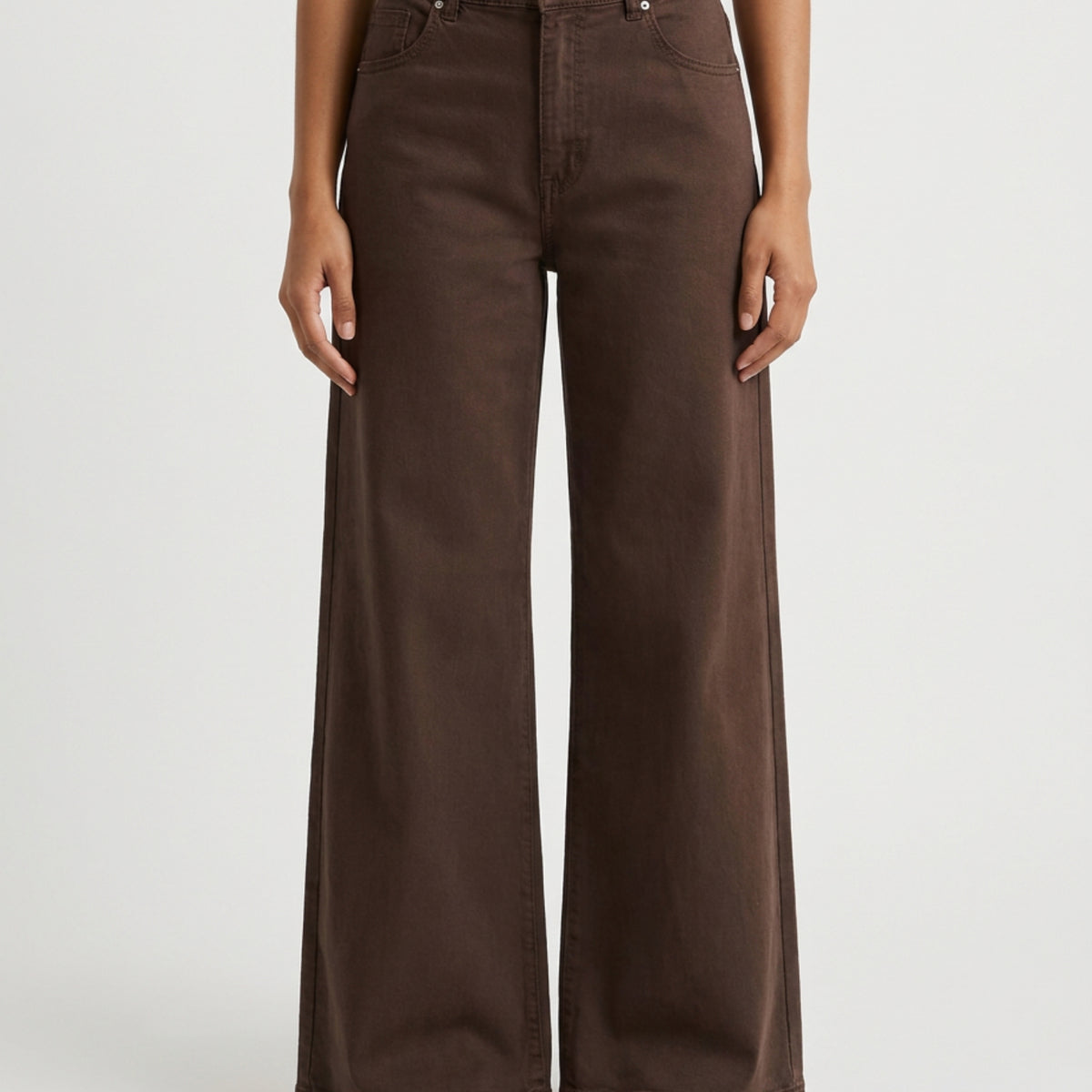 M JEANS Vega Wide Leg Twill Jeans DENIM/TWILL 129 CHOCOLATE