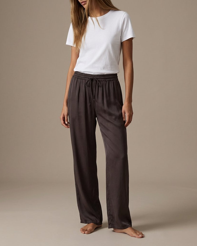 M JEANS Wide Satin Pant PANTS 129 CHOCOLATE