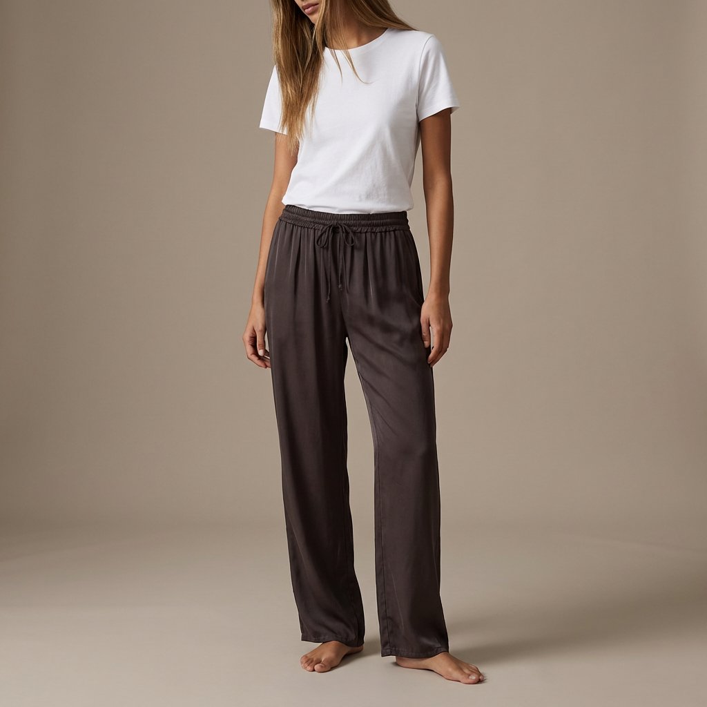M JEANS Wide Satin Pant PANTS 129 CHOCOLATE