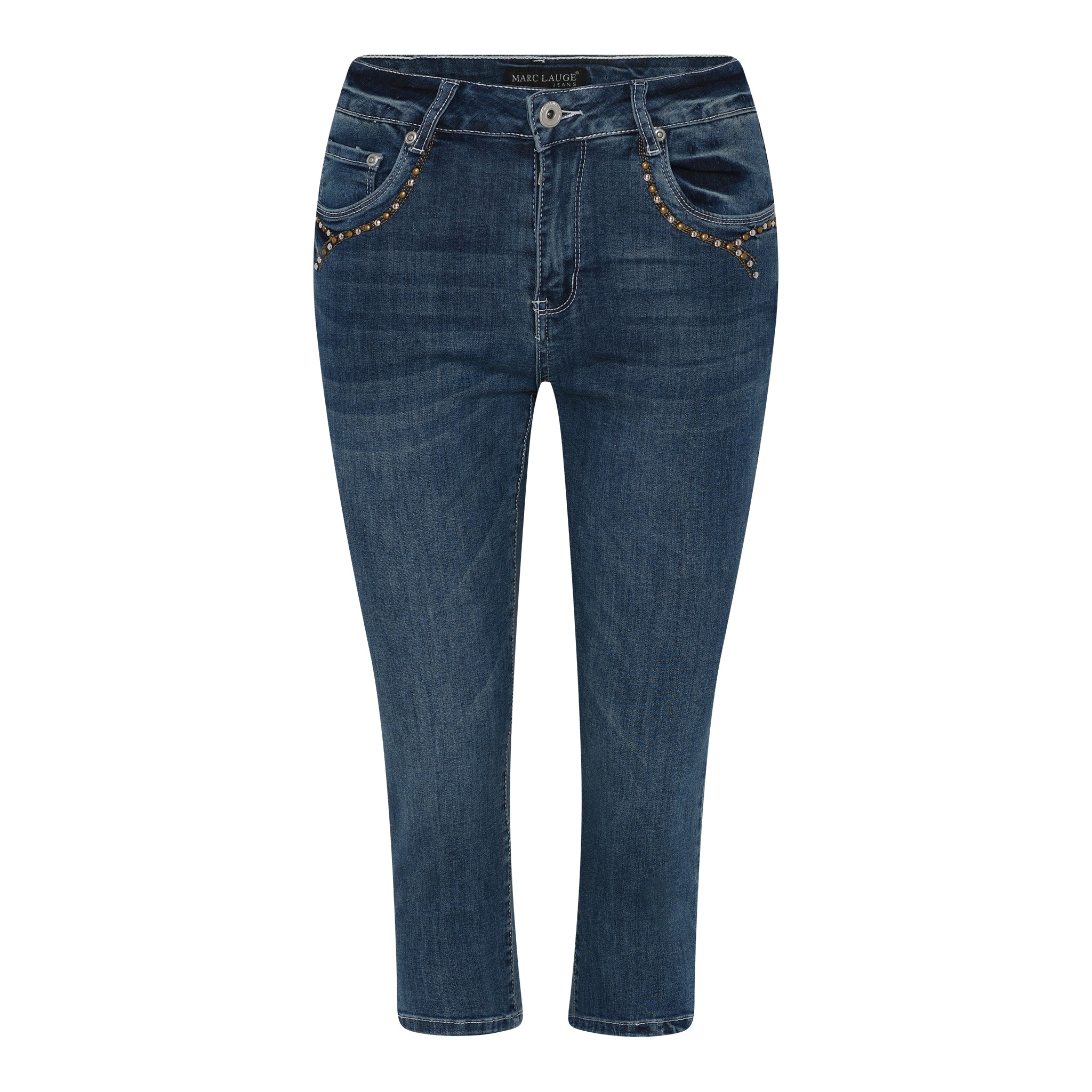 MARC LAUGE ALBERTA PIRAT DENIM JEANS PANTS 3/4 969699 DARK BLUE USED