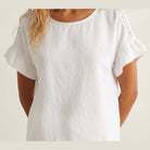 MOONDUST ALESSIA TOP LINEN 10 WHITE