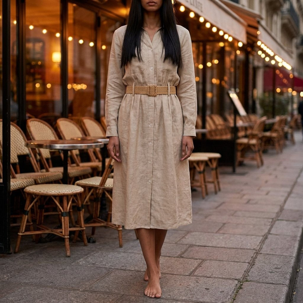 MARC LAUGE ANN COT/LIN DRESS LINEN