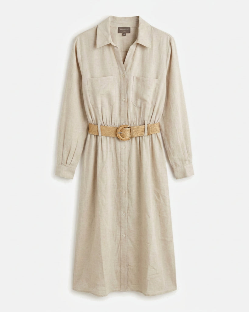 MARC LAUGE ANN COT/LIN DRESS LINEN 27 SAND