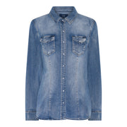 M JEANS BASIC DENIM SHIRT BLOUSE/SHIRT 9196 LIGHT BLUE USED
