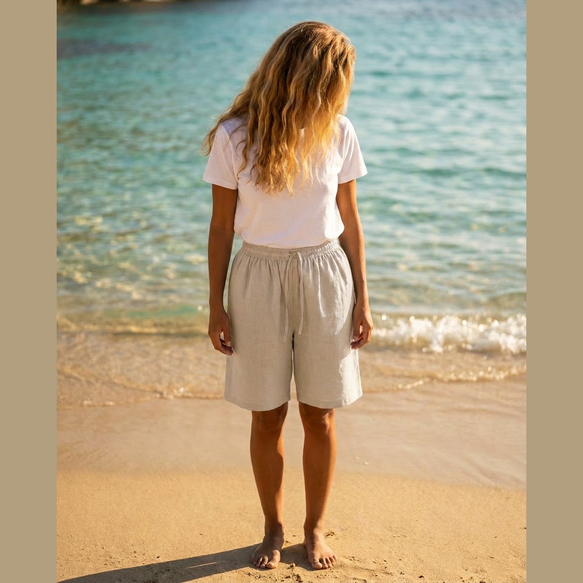 M JEANS BELLA COTTON SHORTS SHORTS/SKIRT 27 SAND
