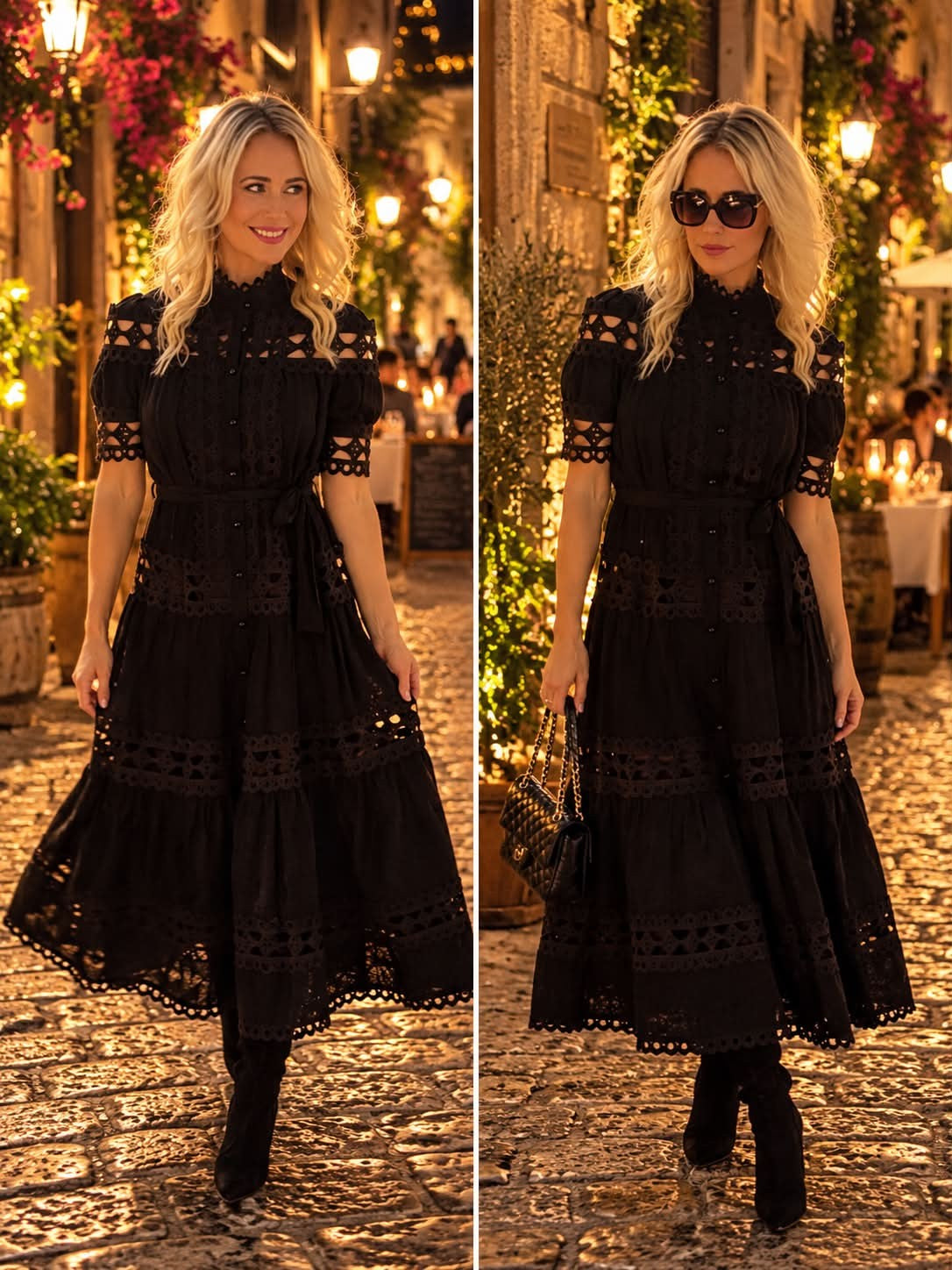MOONDUST BIG LACE DRESS DRESS/JUMPSUIT 80 BLACK