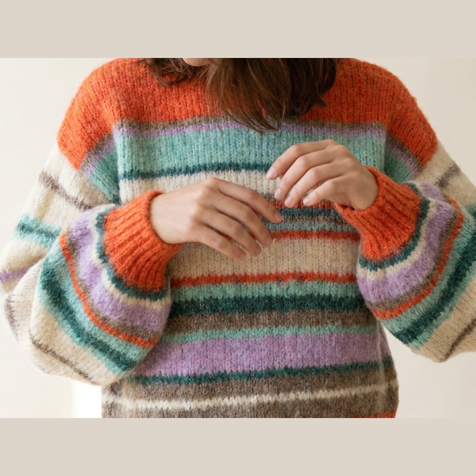 MOONDUST BIG STRIPE KNIT KNITWEAR 562 ORANGE