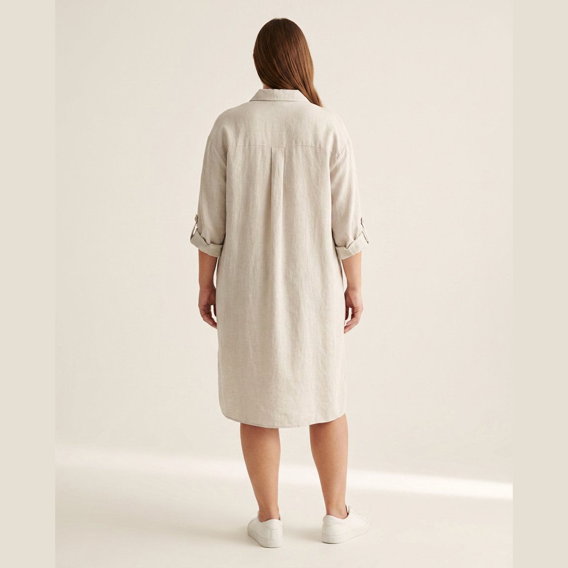 DNYcph BUTTON DRESS LINEN 27 SAND