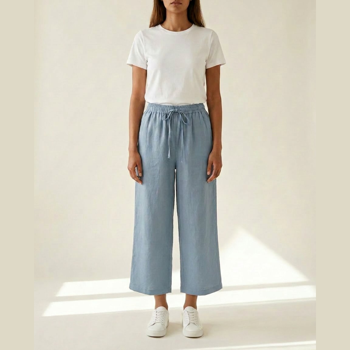 M JEANS Bella Cotton Wide 7/8 Leg Pant PANTS 107 SOFT BLUE