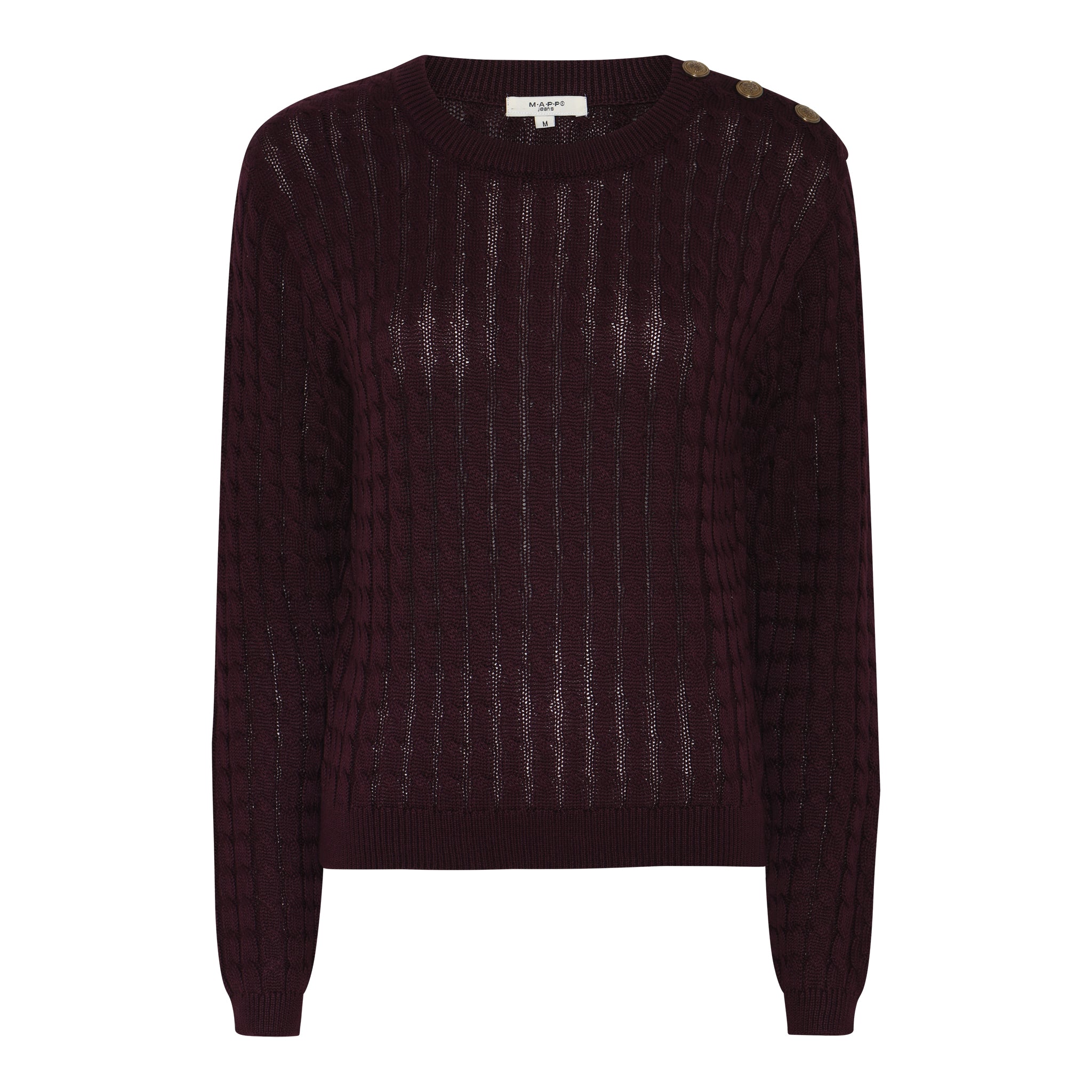 MAPP CABEL R/NECK KNITWEAR 400 BORDEAUX