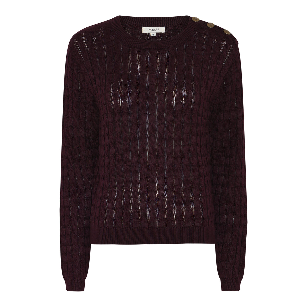 MAPP CABEL R/NECK KNITWEAR 400 BORDEAUX