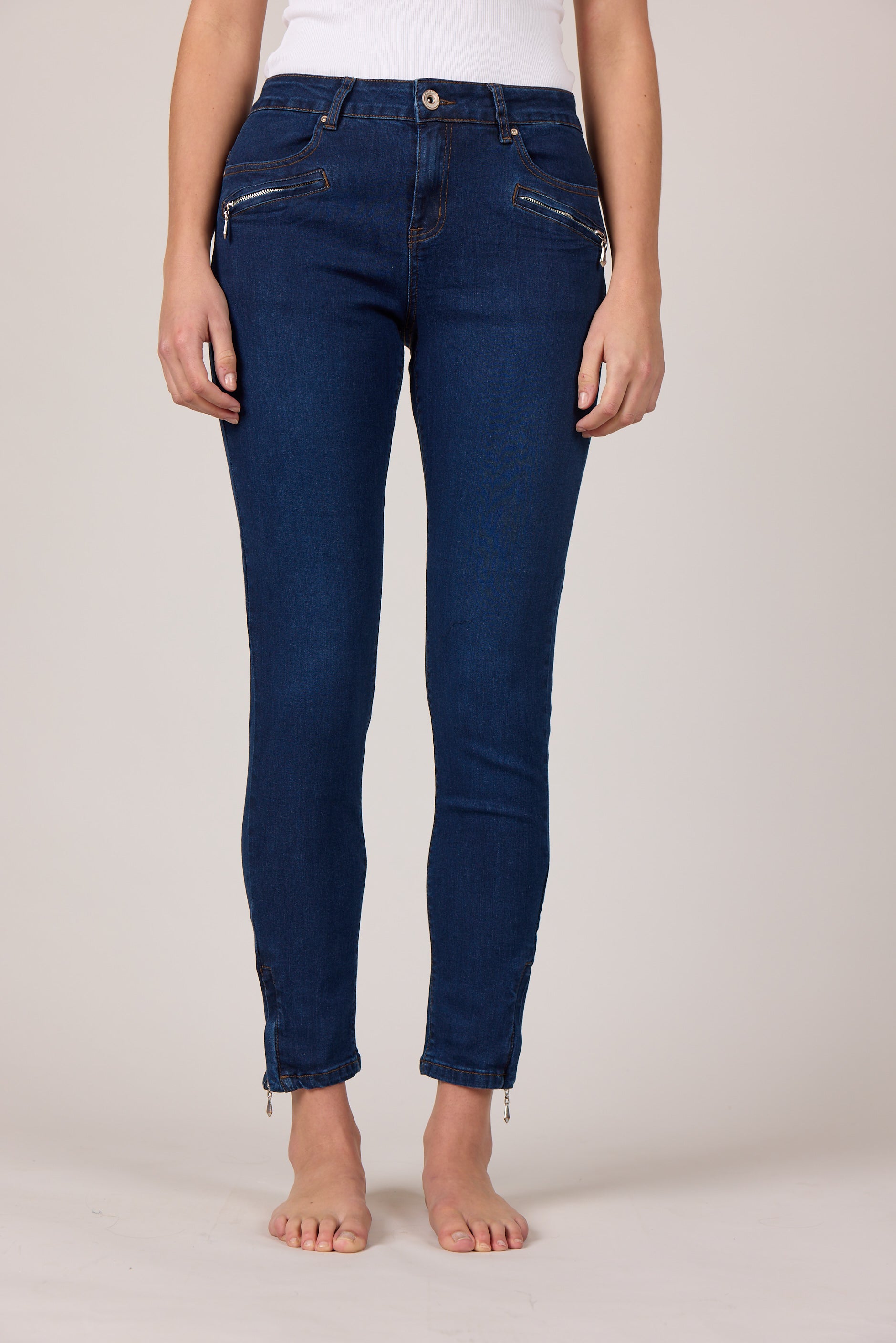 MARC LAUGE CHANNE 7/8 DENIM JEANS DENIM/TWILL 9696 BLUE DENIM USED