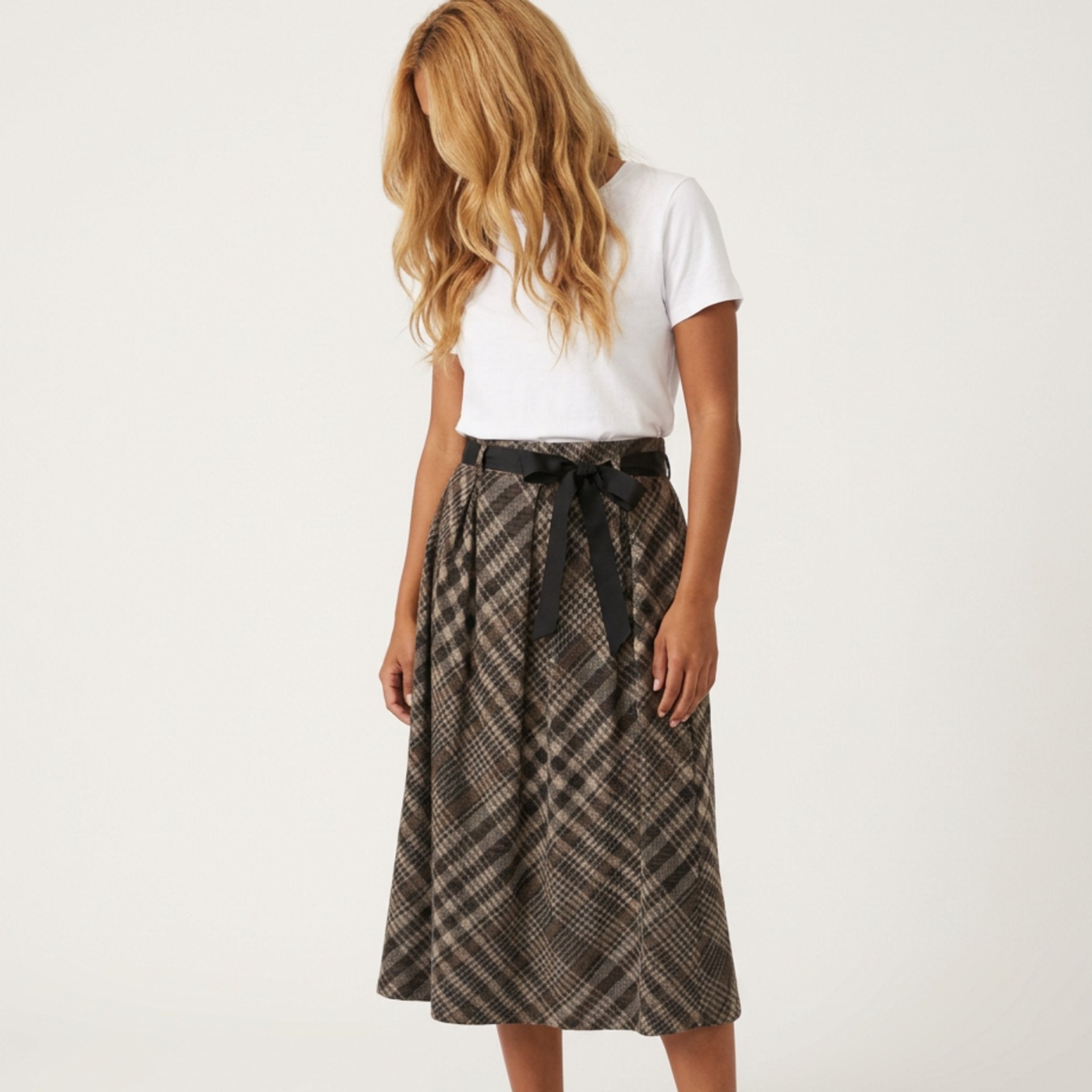 MOONDUST CHECK SKIRT SHORTS/SKIRT 254 DARK GREY MELANGE