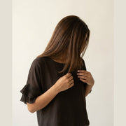MOONDUST CHIFON BLOUSE BLOUSE/SHIRT 129 CHOCOLATE
