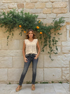 MARC LAUGE CROCHET VEST BLOUSE/SHIRT 20 OFF WHITE