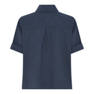 MAPP CROP LIN SHIRT LINEN 104 NAVY