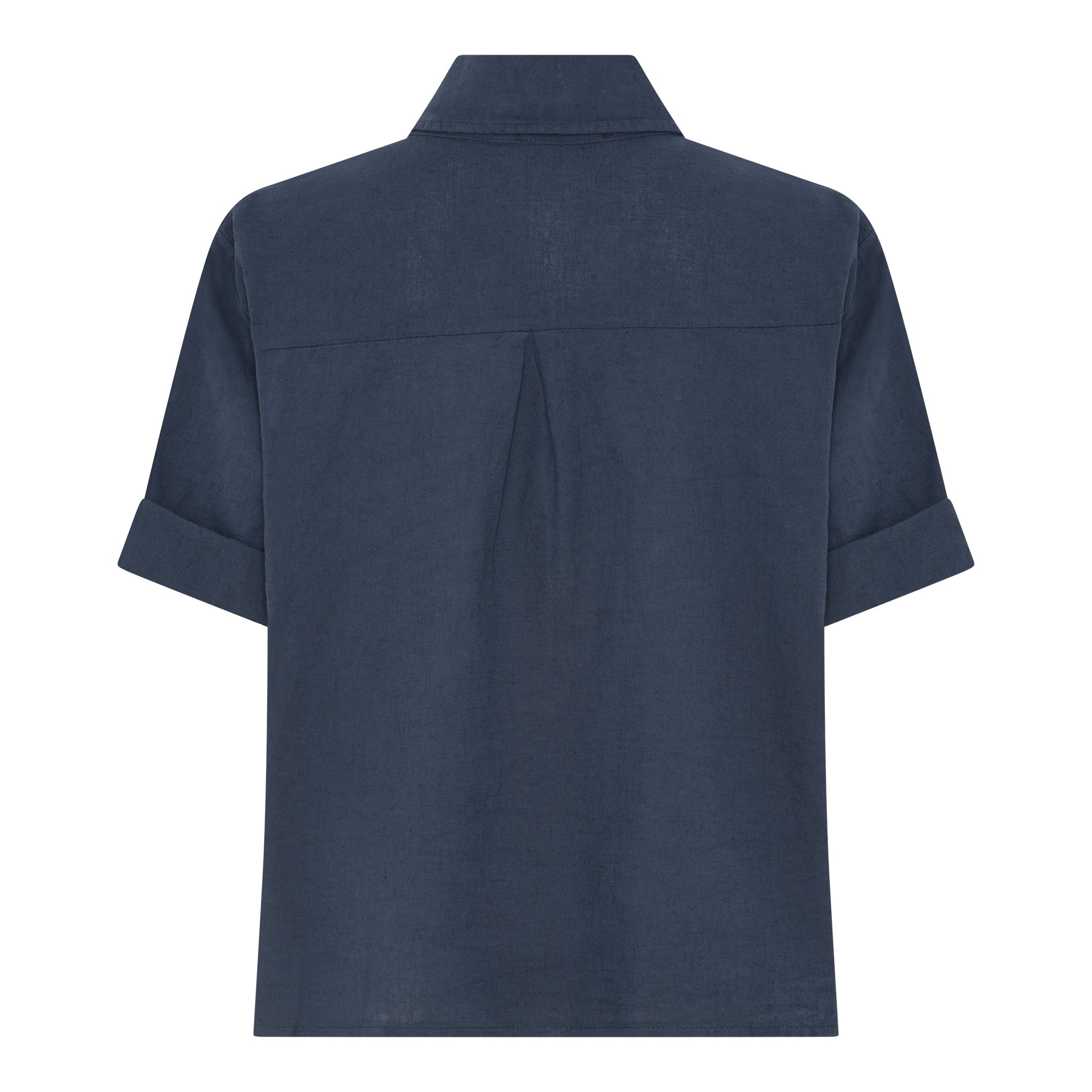 MAPP CROP LIN SHIRT LINEN 104 NAVY