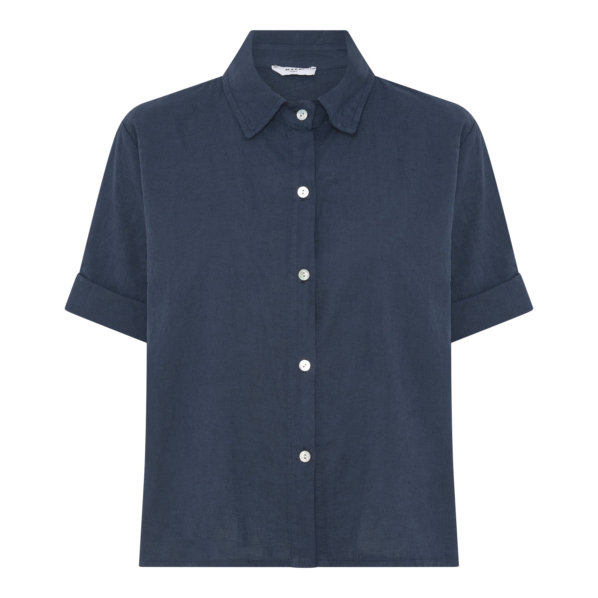 MAPP CROP LIN SHIRT LINEN 104 NAVY