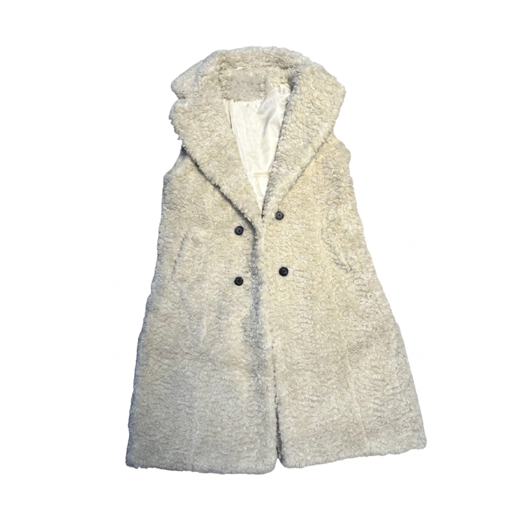 M JEANS CURLY FUR VEST LONG OUTERWEAR 20 OFF WHITE