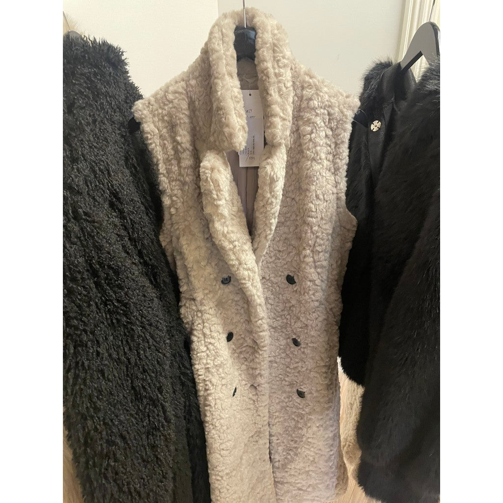 M JEANS CURLY FUR VEST LONG OUTERWEAR 20 OFF WHITE