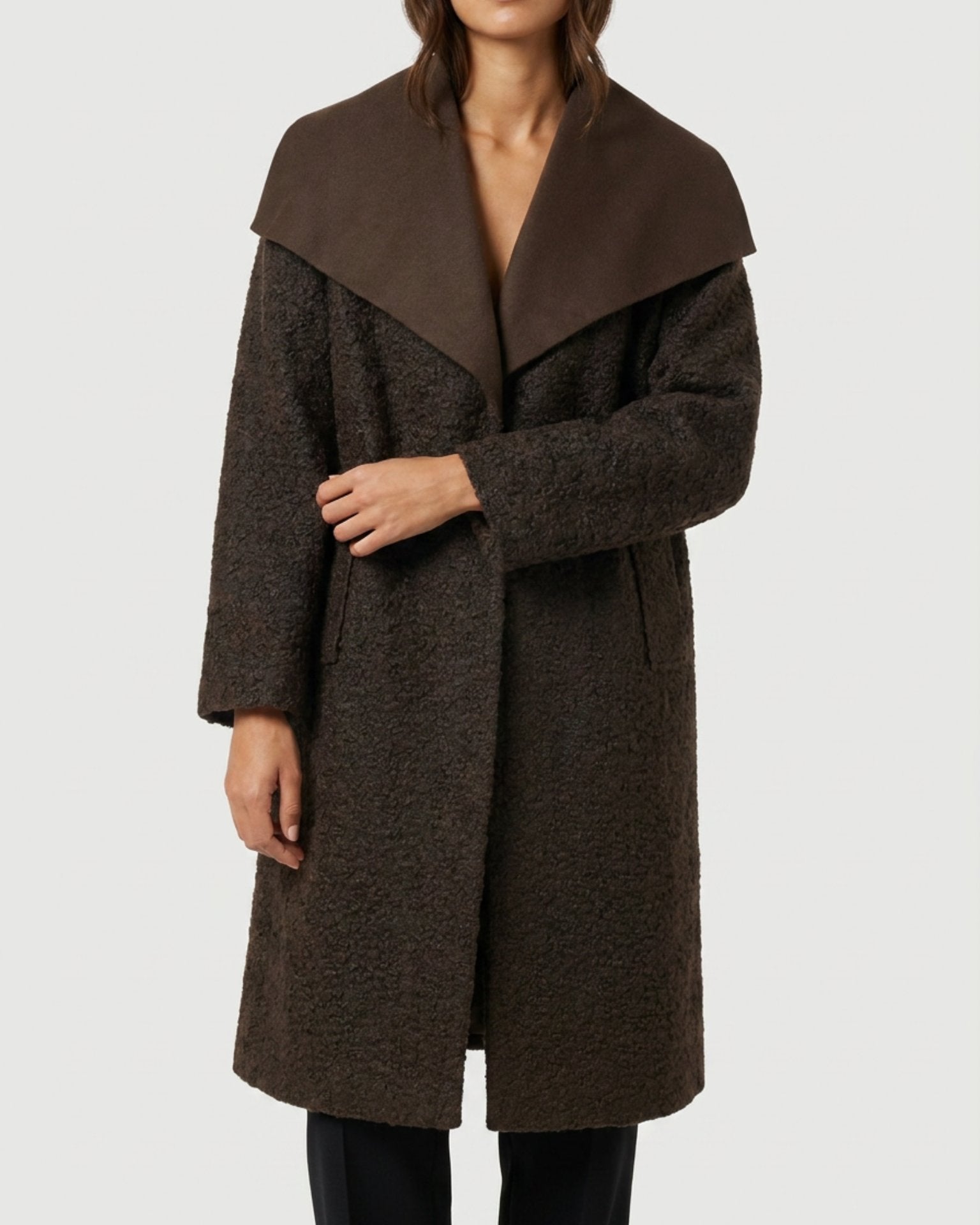 MOONDUST CURLY LONG JACKET OUTERWEAR 129 CHOCOLATE