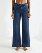 MARC LAUGE Chanelli Wide Denim Jeans DENIM/TWILL 9696 BLUE DENIM USED