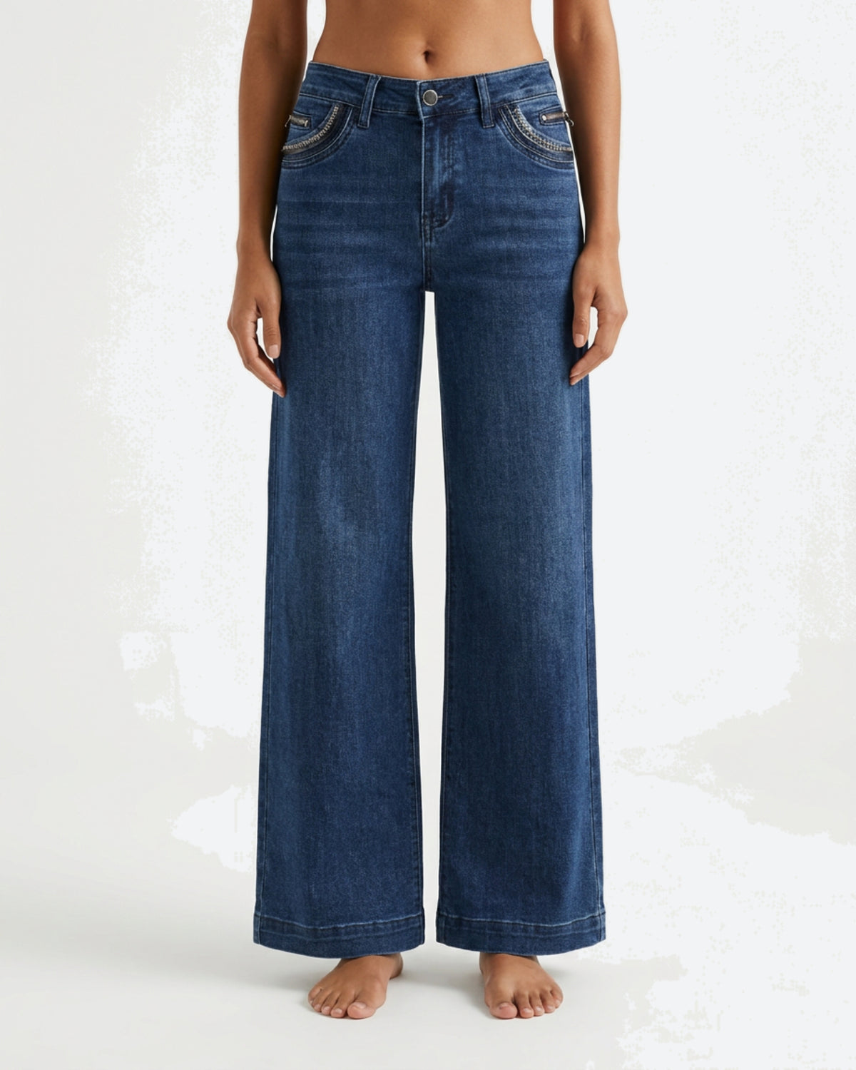 MARC LAUGE Chanelli Wide Denim Jeans DENIM/TWILL 9696 BLUE DENIM USED