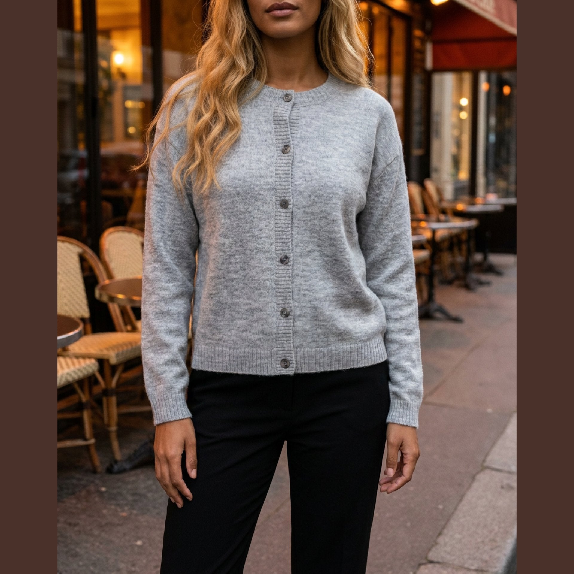 M JEANS DEE CARDIGAN KNITWEAR 253 LIGHT GREY MELANGE