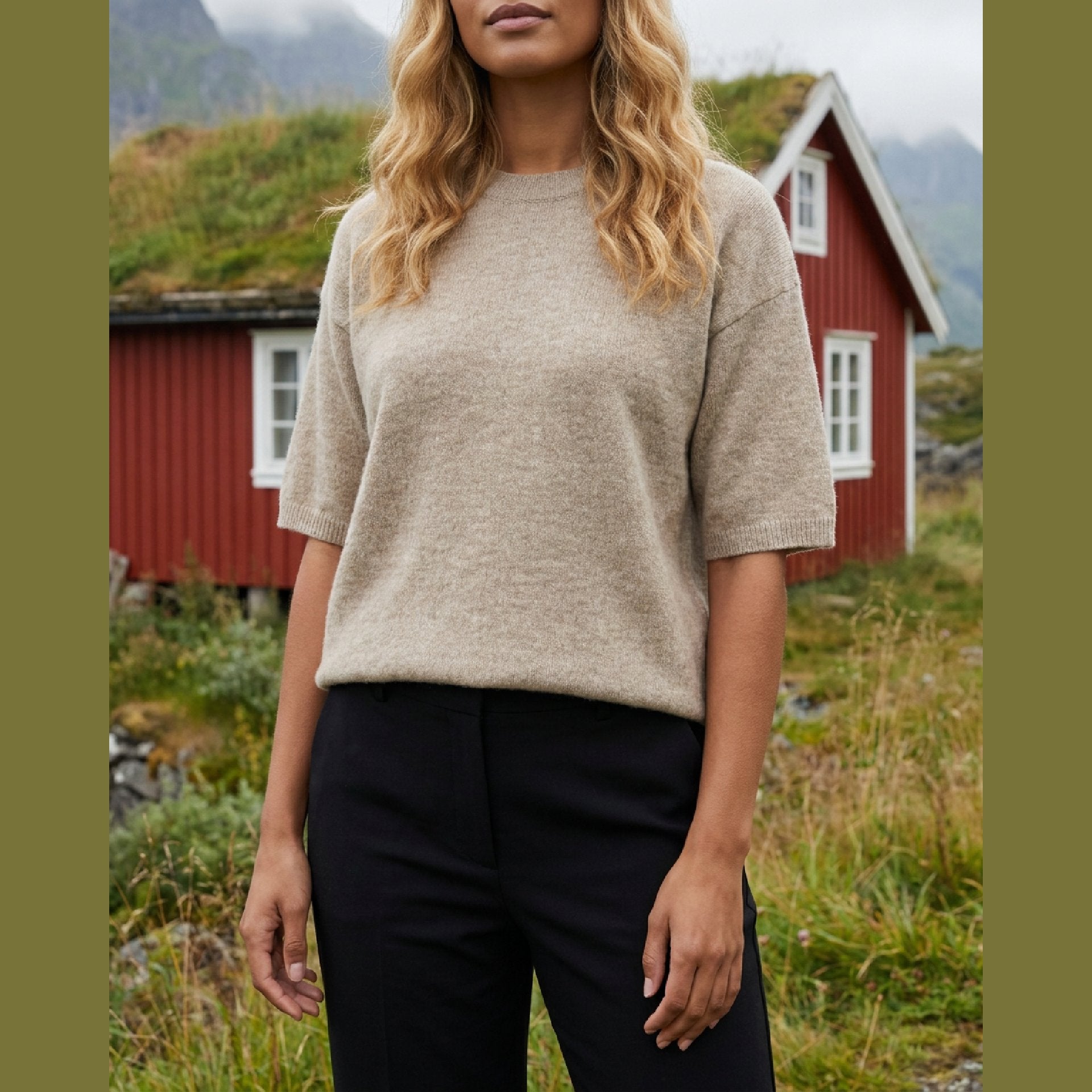 M JEANS DEE S/SL BLOUSE KNITWEAR 274 SAND MELANGE