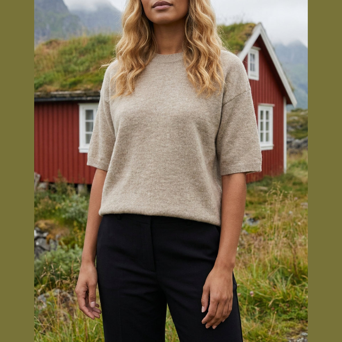 M JEANS DEE S/SL BLOUSE KNITWEAR 274 SAND MELANGE