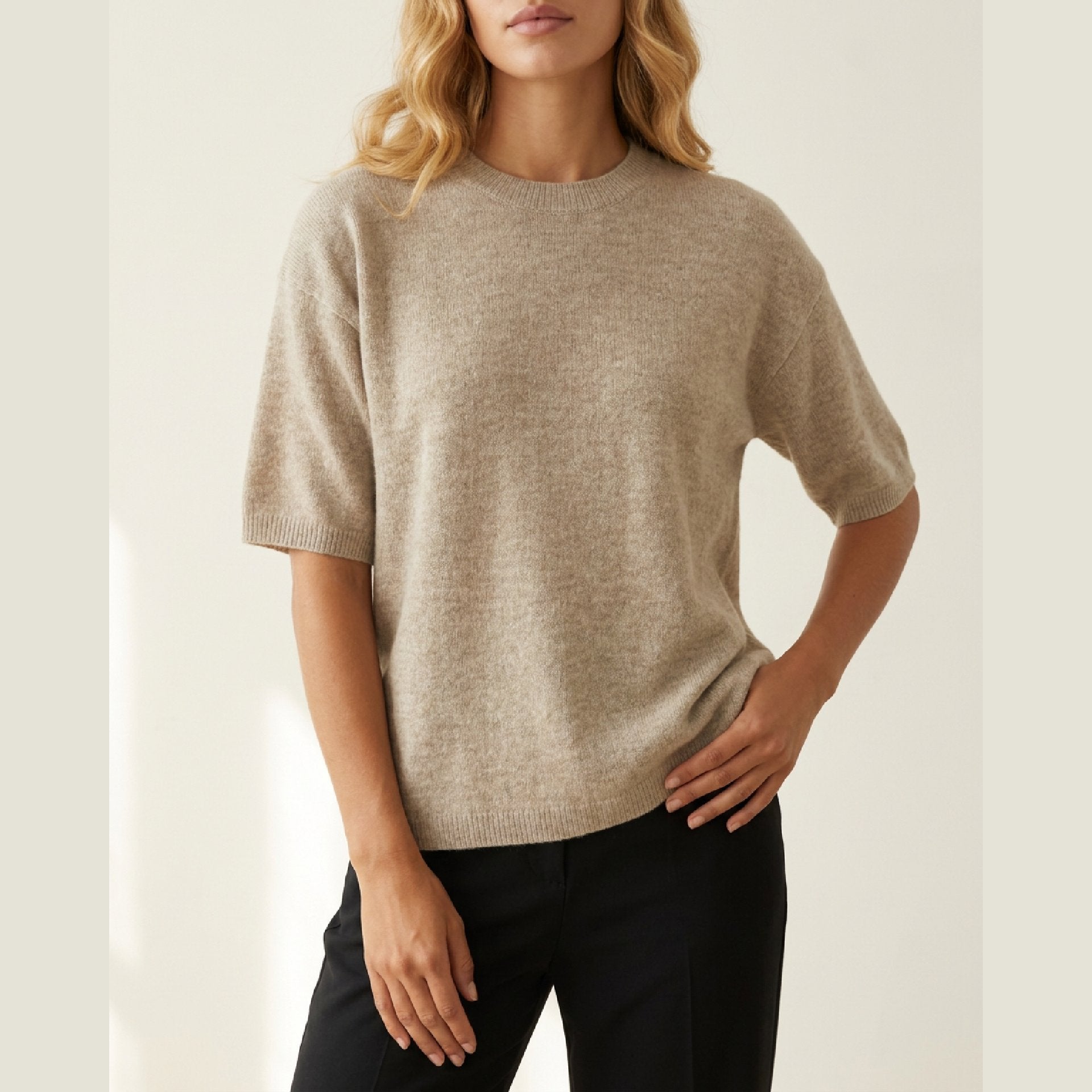 M JEANS DEE S/SL BLOUSE KNITWEAR 274 SAND MELANGE