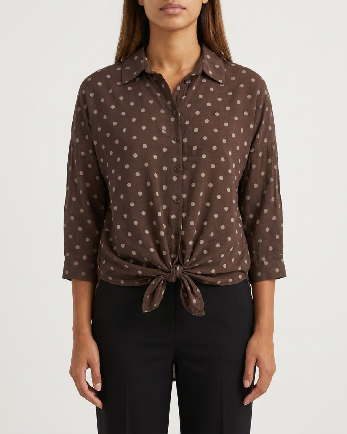 MOONDUST DOT TIE SHIRT BLOUSE/SHIRT 129 CHOCOLATE