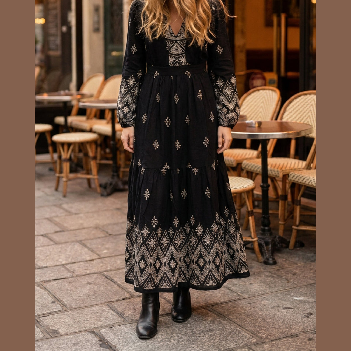 MOONDUST EMB DRESS LONG DRESS/JUMPSUIT 80 BLACK