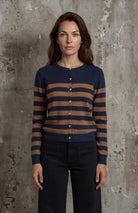 M JEANS ERIKA STRIPE CARDIGAN KNITWEAR 104 NAVY