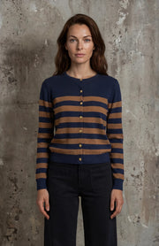 M JEANS ERIKA STRIPE CARDIGAN KNITWEAR 104 NAVY