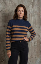 M JEANS ERIKA STRIPE TURTLE KNITWEAR 104 NAVY