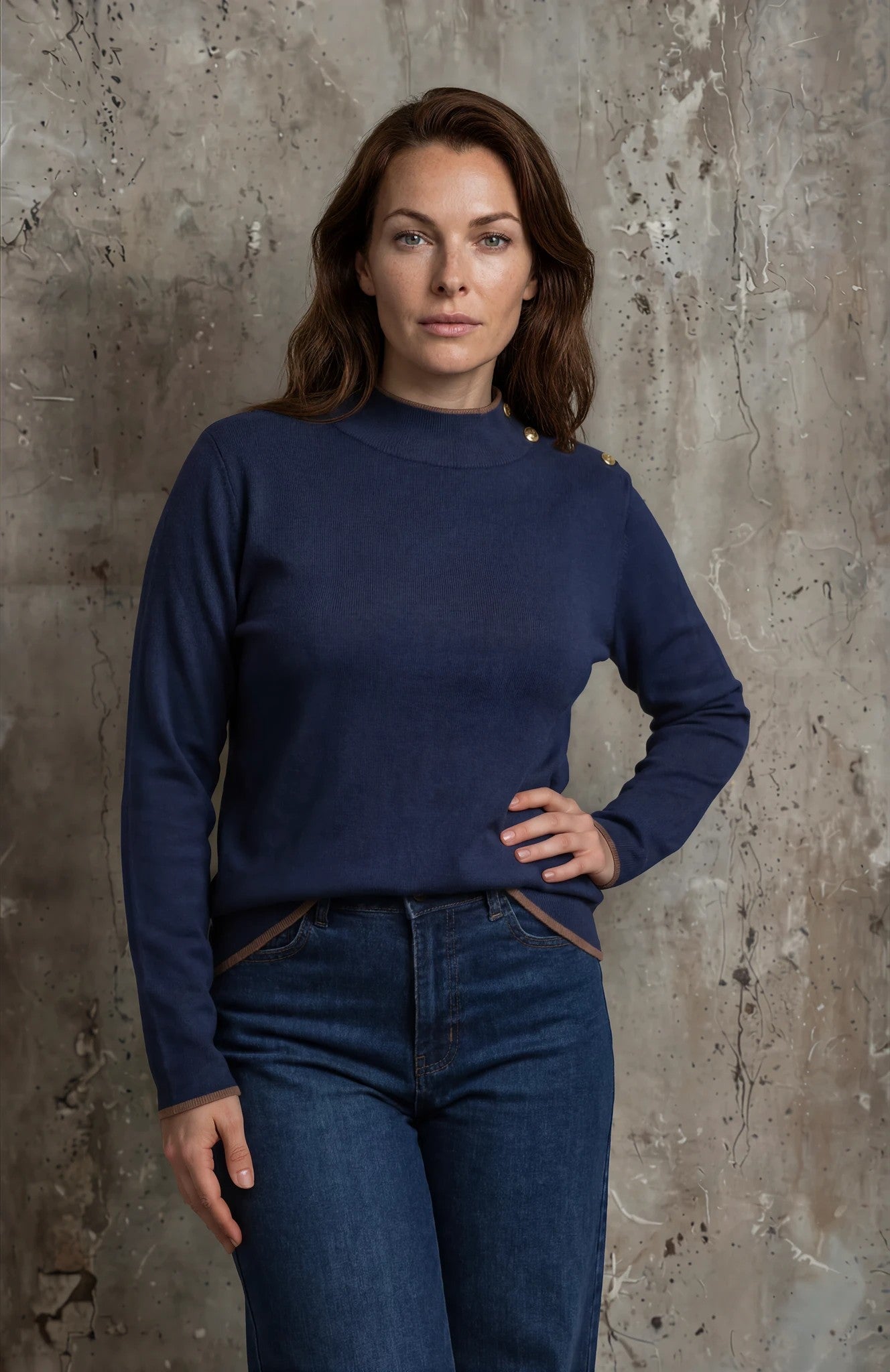 M JEANS ERIKA TURTLE KNIT KNITWEAR 104 NAVY