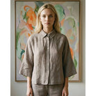 MOONDUST Eva Wide Linen Shirt | 100% Linen Shirt | M JEANS LINEN 136 FANGO