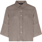 MOONDUST Eva Wide Linen Shirt | 100% Linen Shirt | M JEANS LINEN 136 FANGO