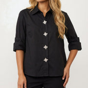 MOONDUST FL DIAMOND SHIRT BLOUSE/SHIRT 80 BLACK