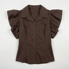 MOONDUST FRILL BIG SLEEVES BLOUSE BLOUSE/SHIRT 129 CHOCOLATE