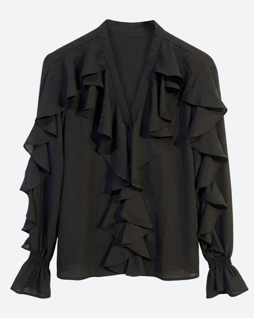 MAPP FRILL SHIRT BLOUSE/SHIRT 80 BLACK