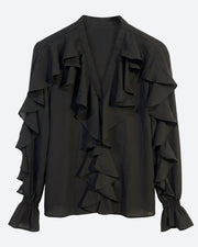 MAPP FRILL SHIRT BLOUSE/SHIRT 80 BLACK
