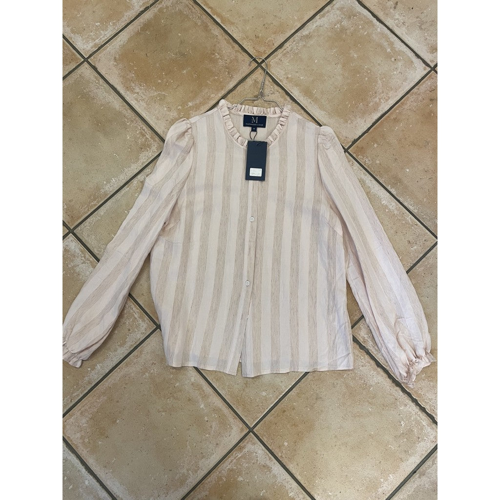 MARC LAUGE FRILL STRIPE BLOUSE BLOUSE/SHIRT 303 ROSE