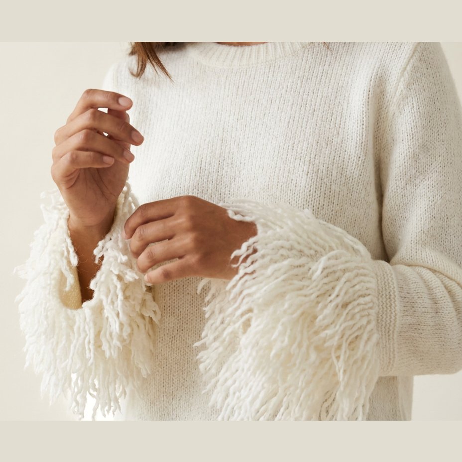 MOONDUST FRINGLE KNIT KNITWEAR 20 OFF WHITE