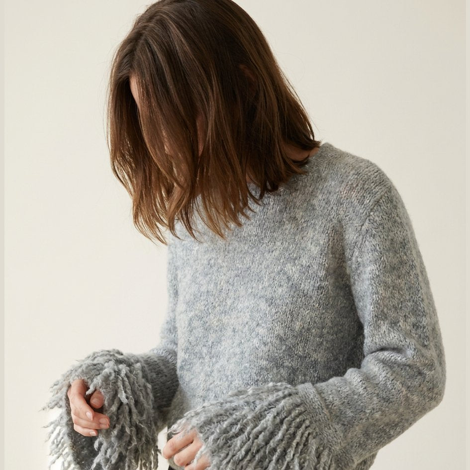 MOONDUST FRINGLE KNIT KNITWEAR 253 LIGHT GREY